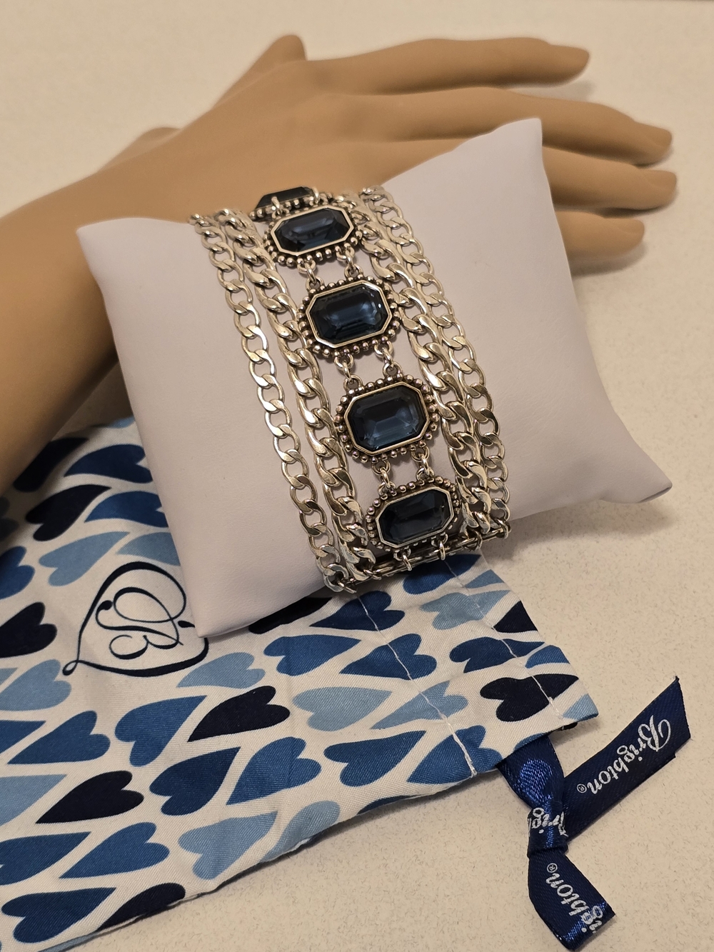 Brighton Vintage Le Ritz Blue Crystal Silver Bracelet
